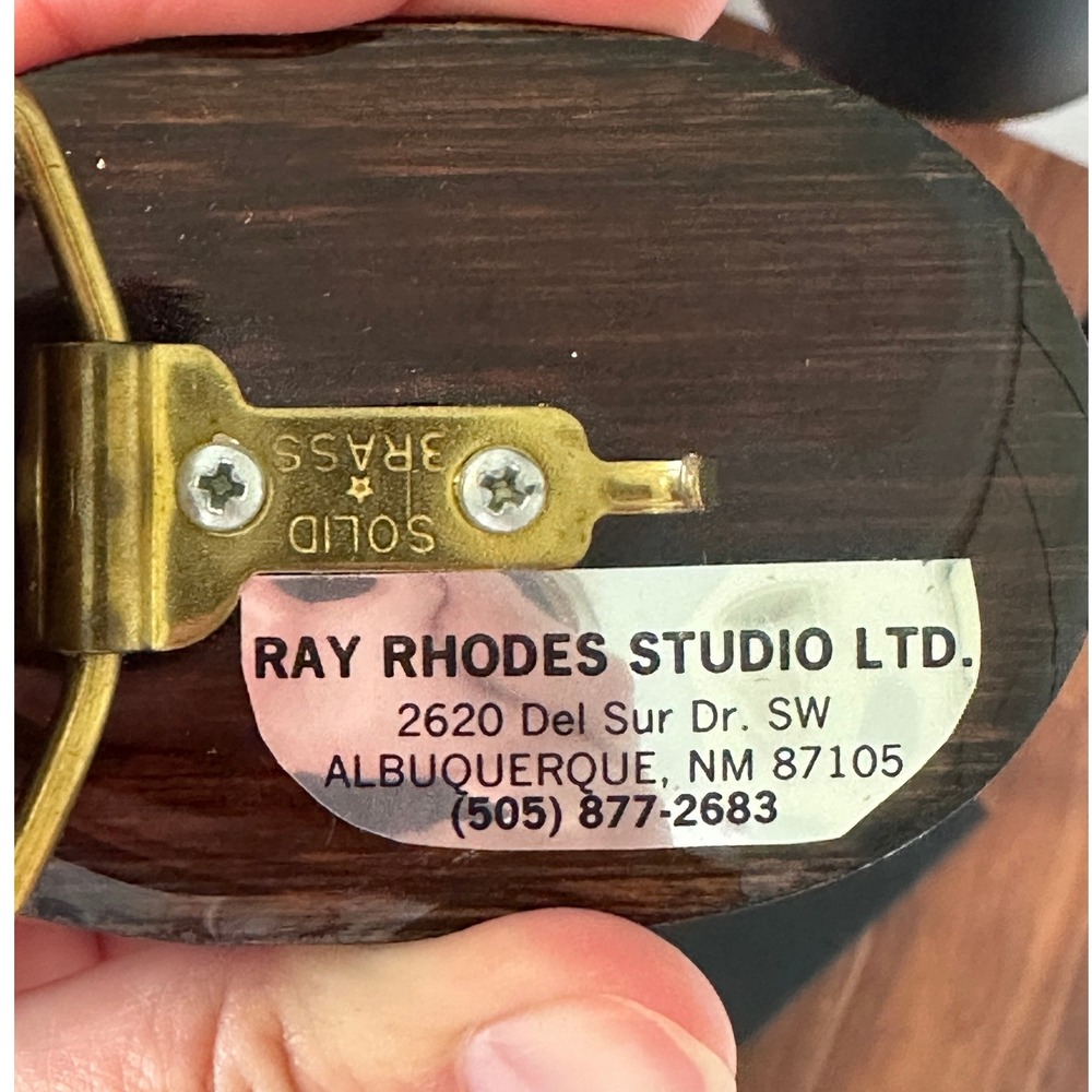 Vintage Ray Rhodes Resin Wood Belt Buckle Tooled Leather Belt Southwest Artisan - Picture 3 of 5